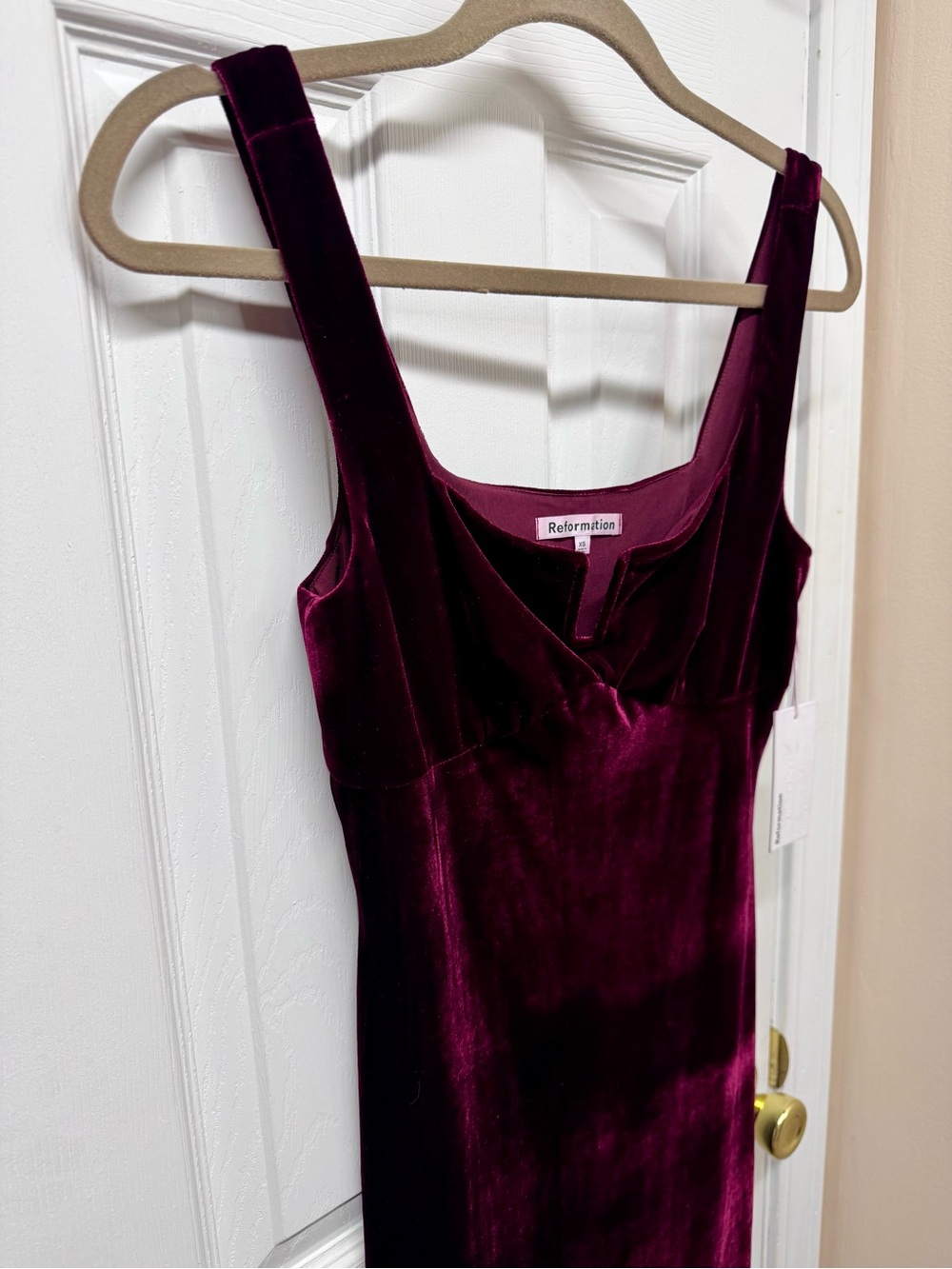 Reformation Lillee Knit Dress Crimson Velvet Burgundy Midi XS NWT - Picture 11 of 14